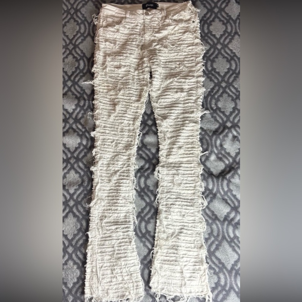 Men's Cream Bootcut Jeans